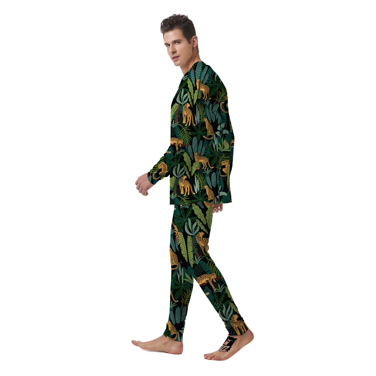 Tropical Leopard Hawaiian Print Men's Pajamas-grizzshop