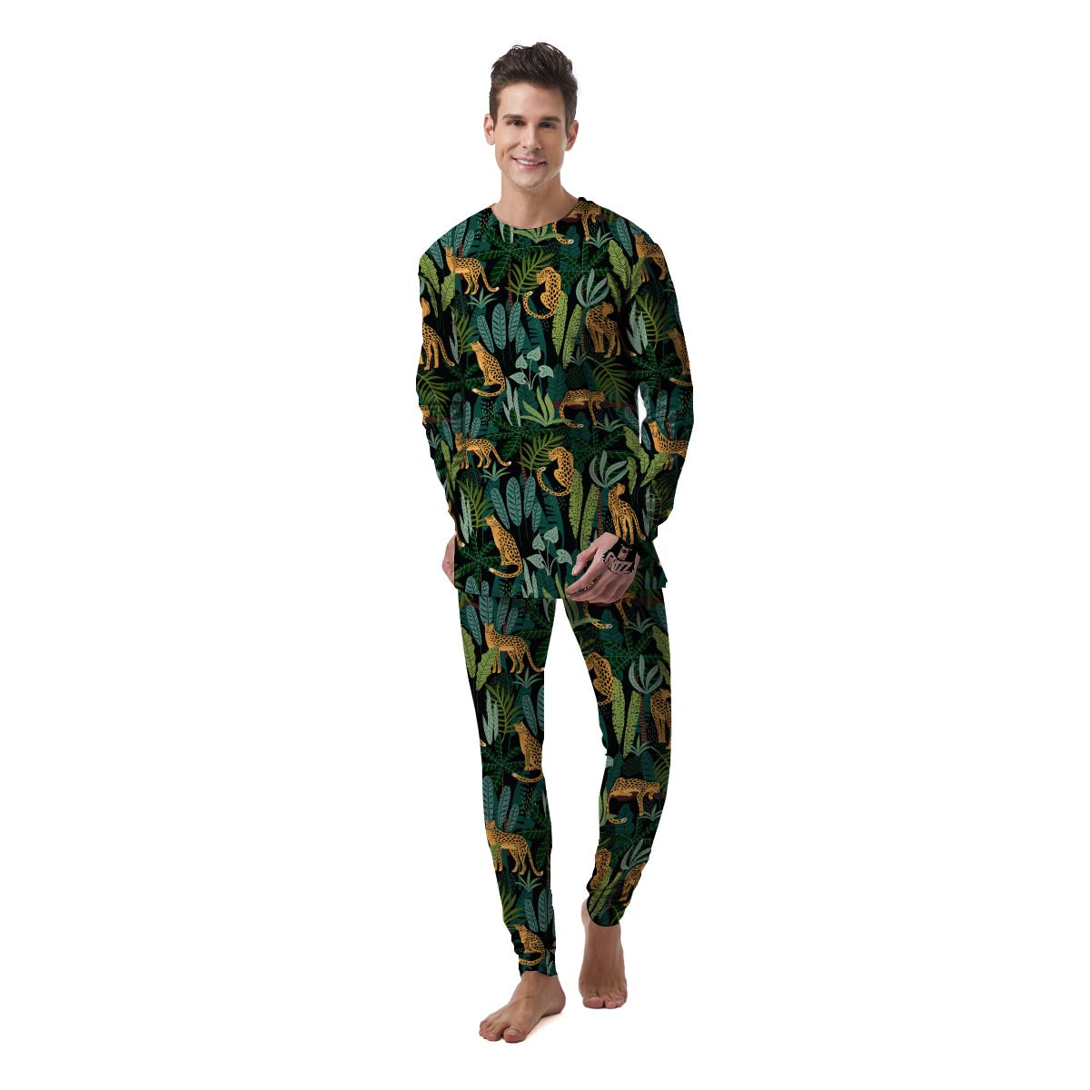 Tropical Leopard Hawaiian Print Men's Pajamas-grizzshop