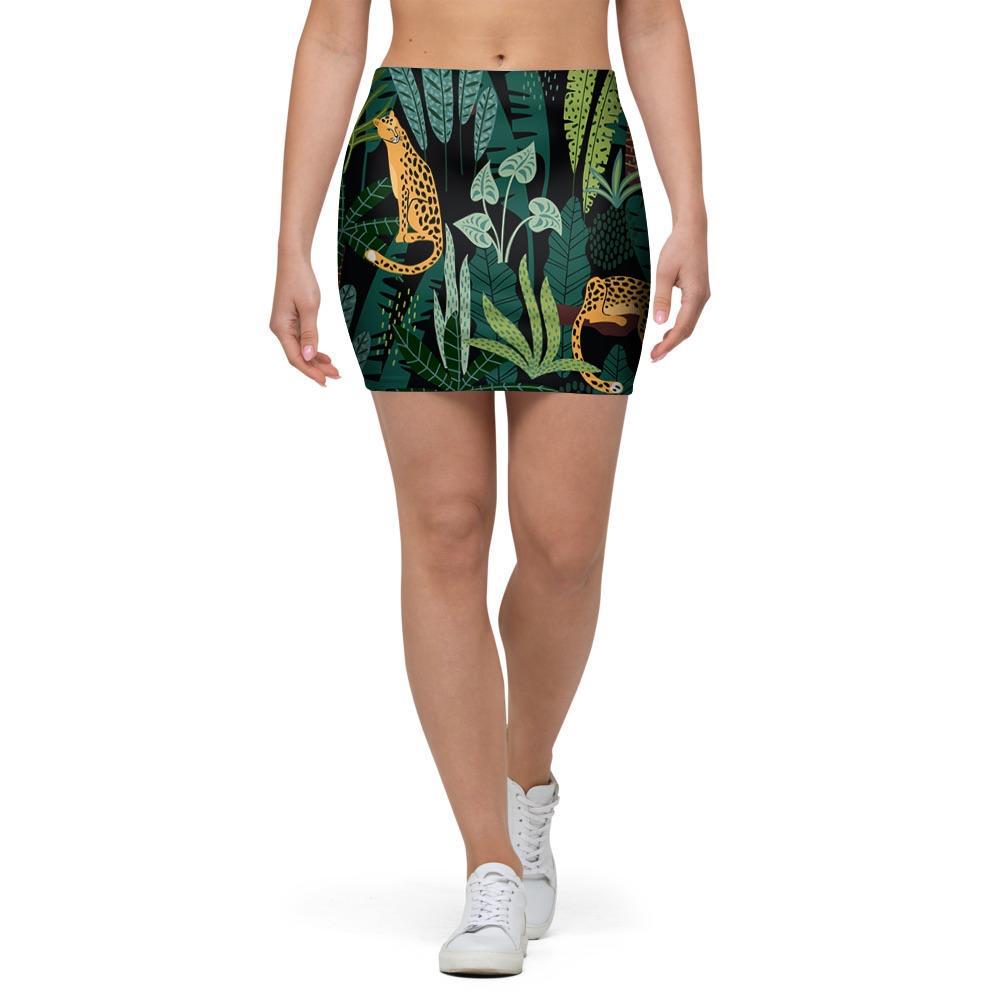 Tropical Leopard Hawaiian Print Mini Skirt-grizzshop