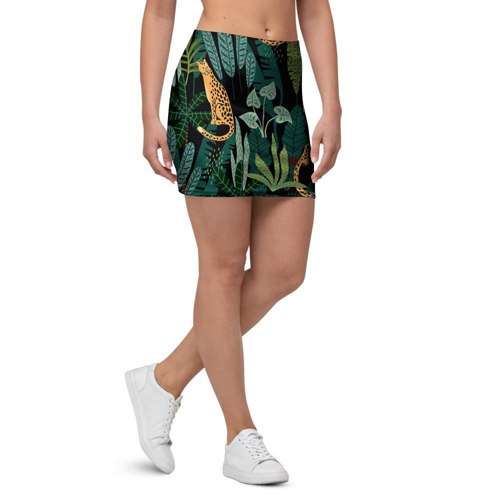 Tropical Leopard Hawaiian Print Mini Skirt-grizzshop