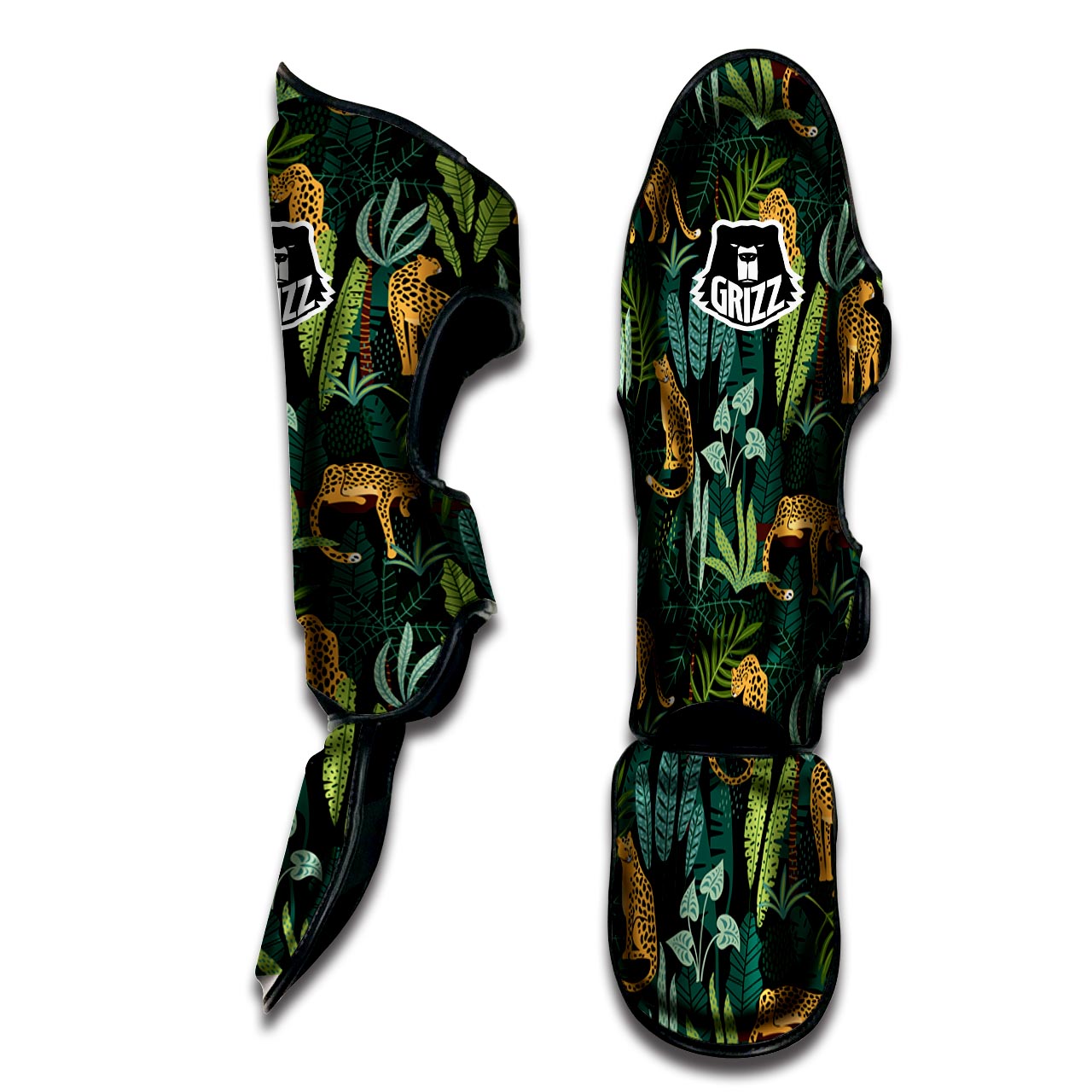 Tropical Leopard Hawaiian Print Muay Thai Shin Guard-grizzshop