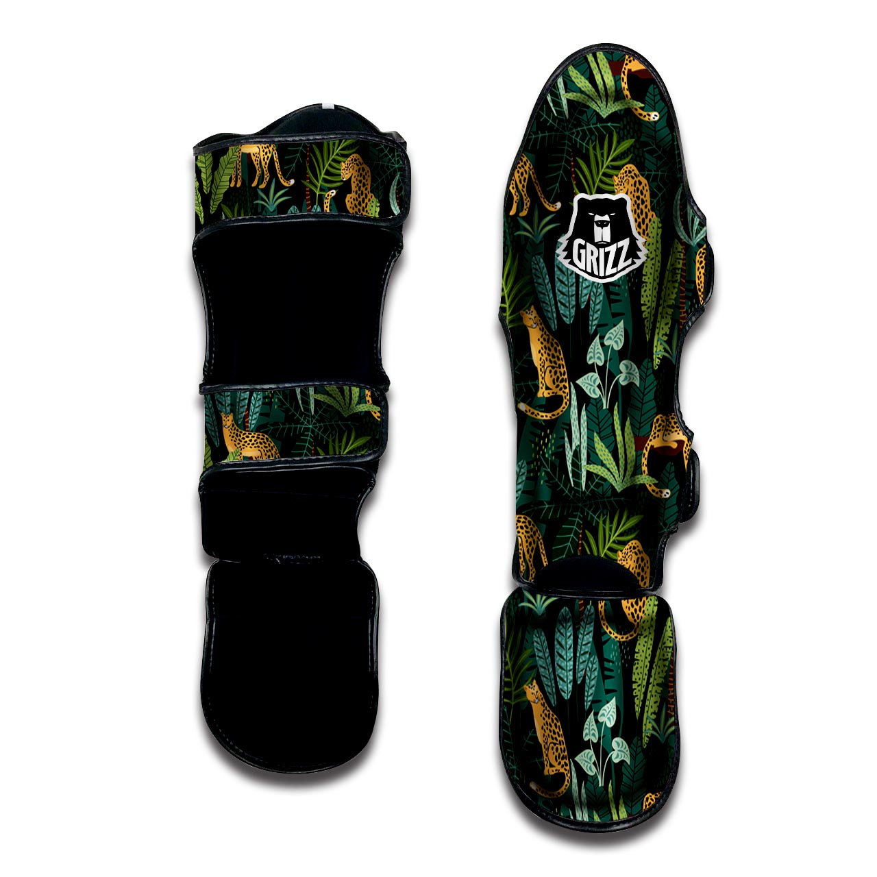 Tropical Leopard Hawaiian Print Muay Thai Shin Guard-grizzshop