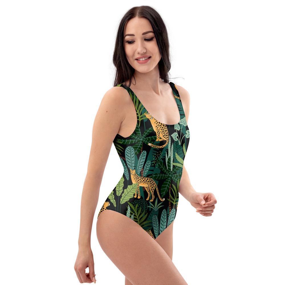 Tropical Leopard Hawaiian Print One Piece Swimsuite-grizzshop