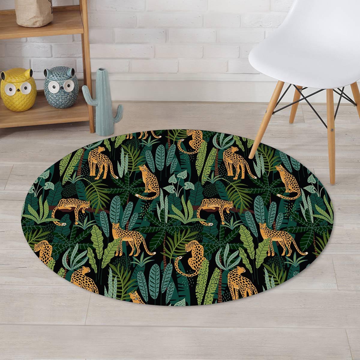 Tropical Leopard Hawaiian Print Round Rug-grizzshop