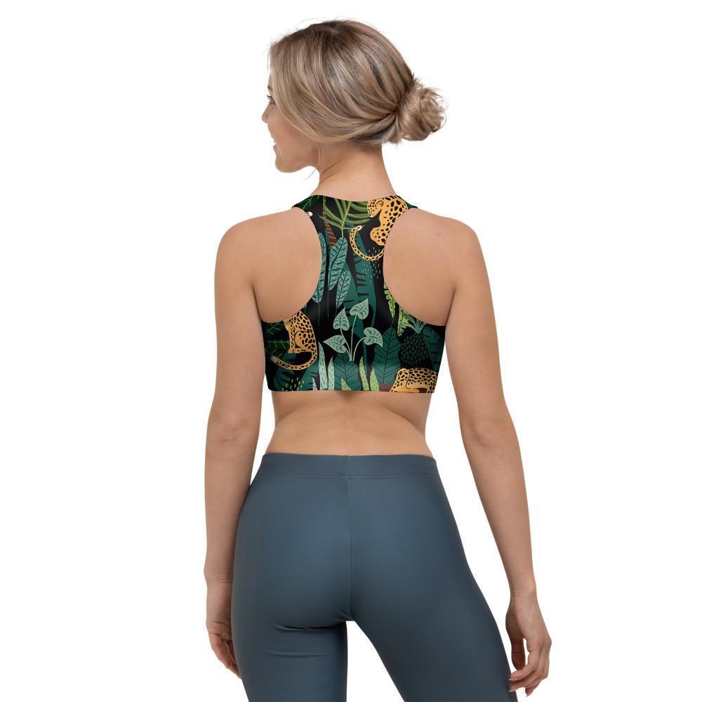 Tropical Leopard Hawaiian Print Sports Bra-grizzshop