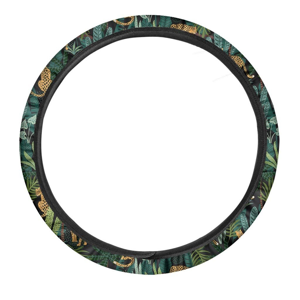 Tropical Leopard Hawaiian Print Steering Wheel Cover-grizzshop