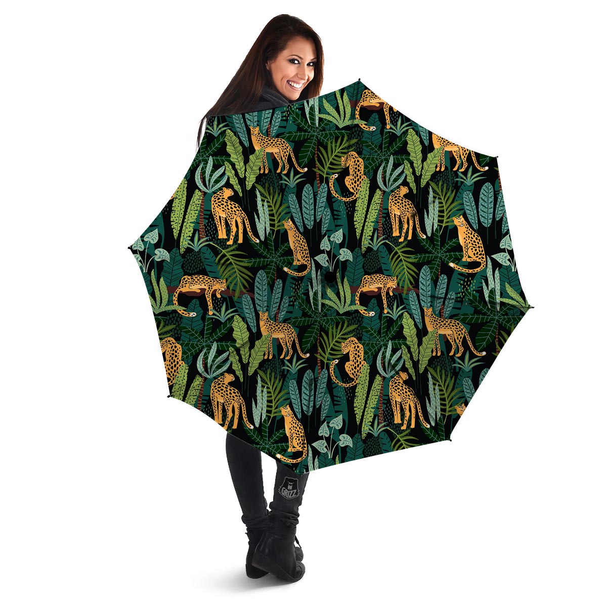 Tropical Leopard Hawaiian Print Umbrella-grizzshop