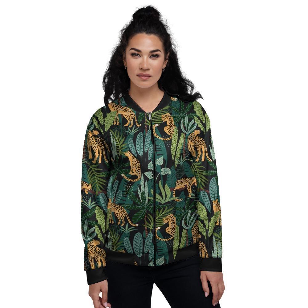 Tropical Leopard Hawaiian Print Women's Bomber Jacket-grizzshop