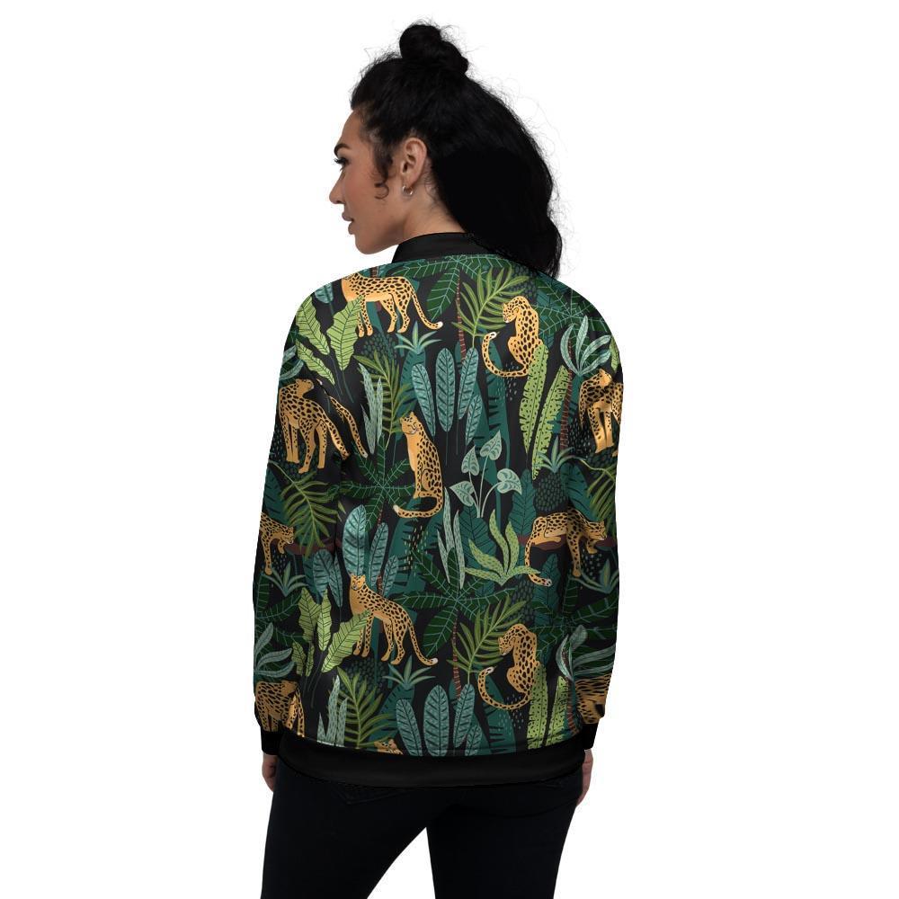 Tropical Leopard Hawaiian Print Women's Bomber Jacket-grizzshop