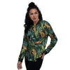 Tropical Leopard Hawaiian Print Women's Bomber Jacket-grizzshop