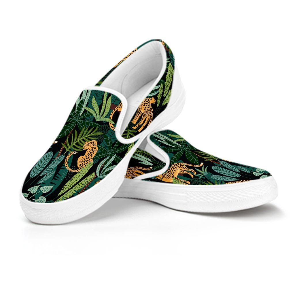 Tropical Leopard Hawaiian Print Women's Slip On Sneakers-grizzshop