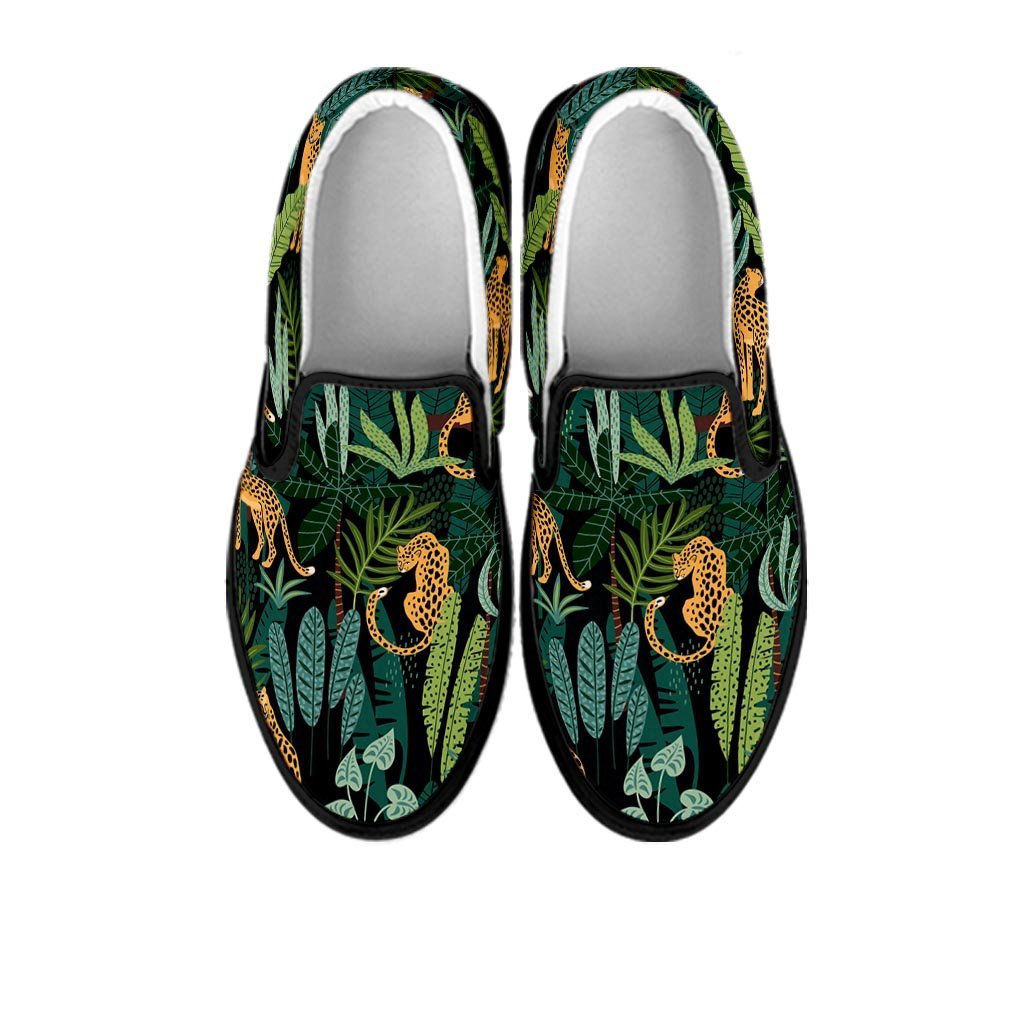 Tropical Leopard Hawaiian Print Women's Slip On Sneakers-grizzshop