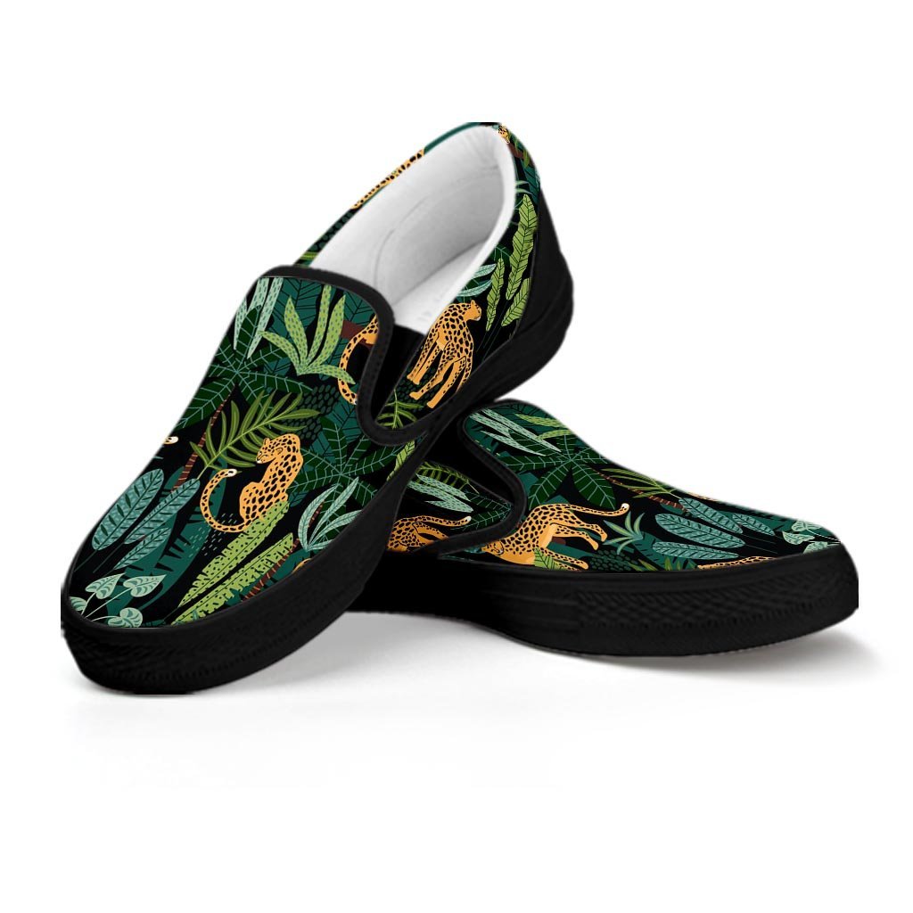 Tropical Leopard Hawaiian Print Women's Slip On Sneakers-grizzshop