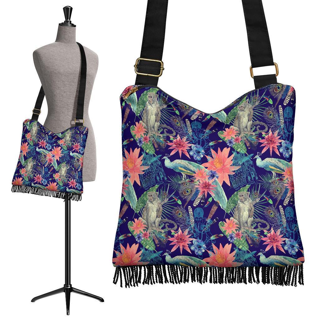 Tropical Monkey Print Pattern Crossbody Bags-grizzshop