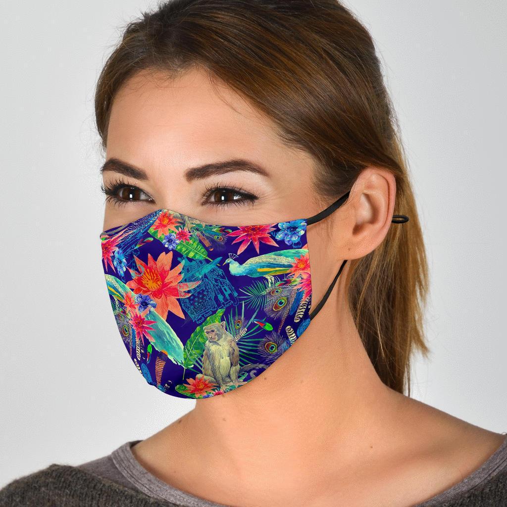 Tropical Monkey Print Pattern Face Mask-grizzshop