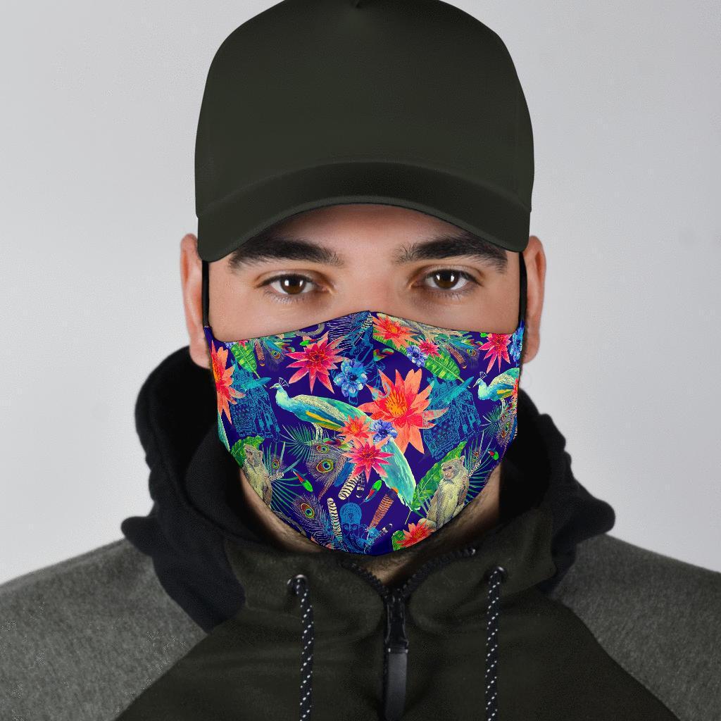 Tropical Monkey Print Pattern Face Mask-grizzshop