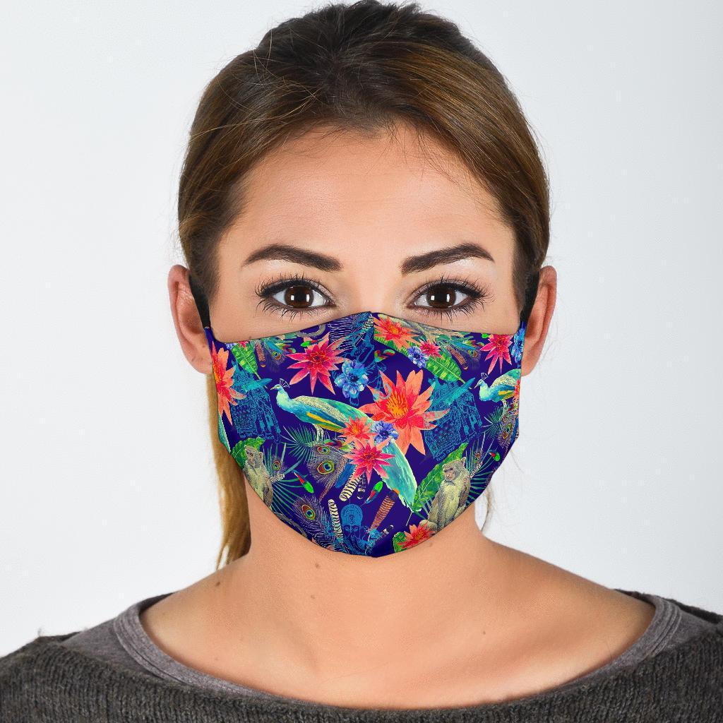 Tropical Monkey Print Pattern Face Mask-grizzshop