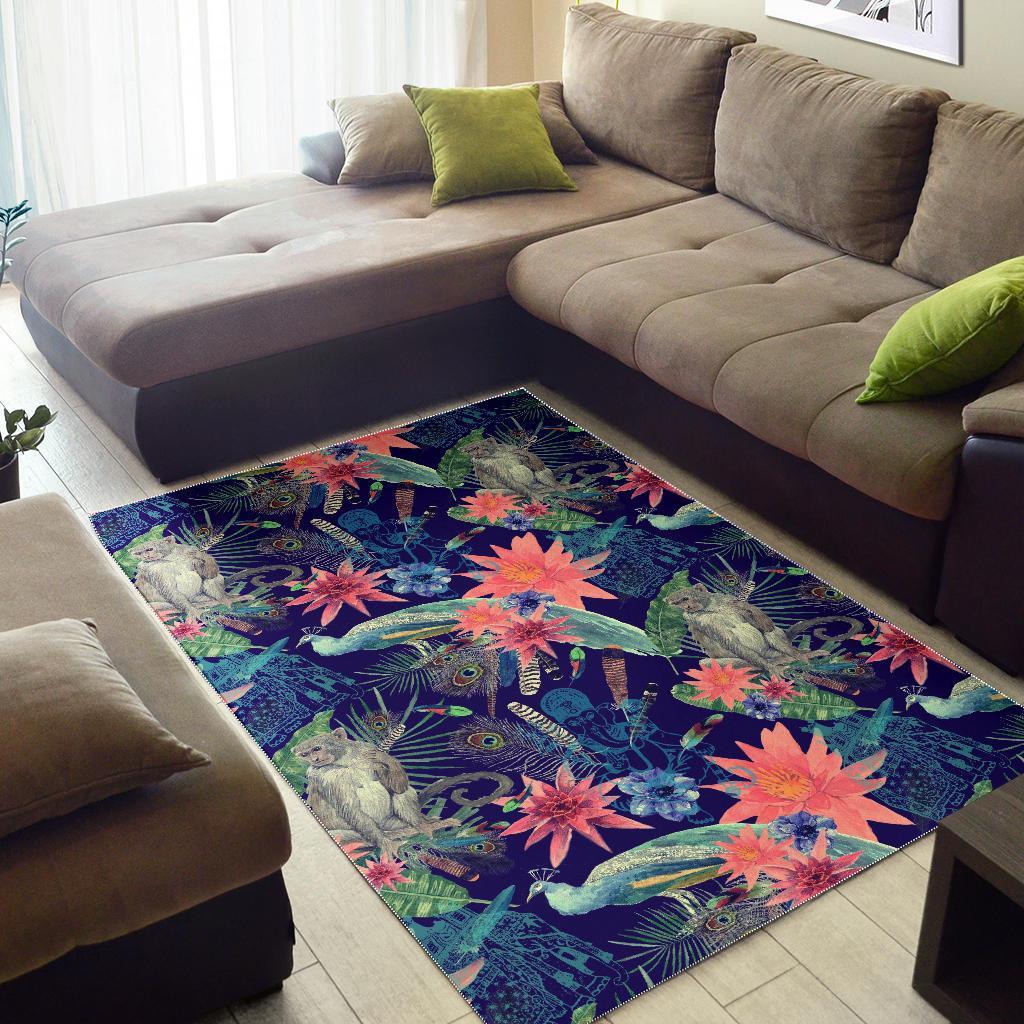 Tropical Monkey Print Pattern Floor Mat-grizzshop