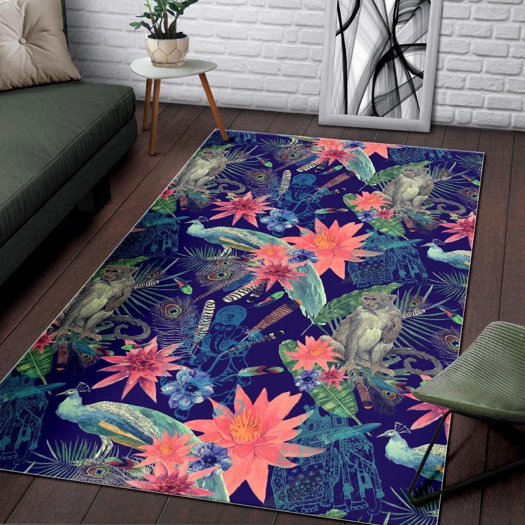 Tropical Monkey Print Pattern Floor Mat-grizzshop