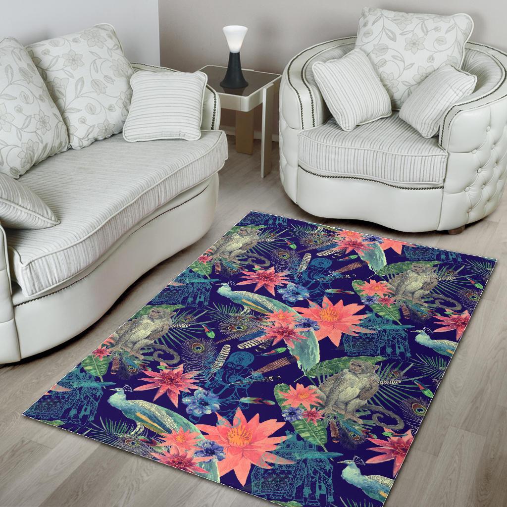 Tropical Monkey Print Pattern Floor Mat-grizzshop