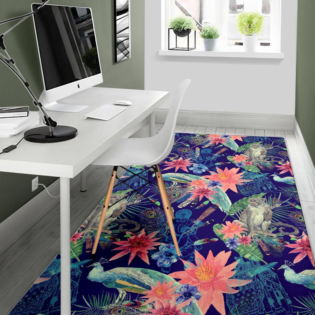 Tropical Monkey Print Pattern Floor Mat-grizzshop