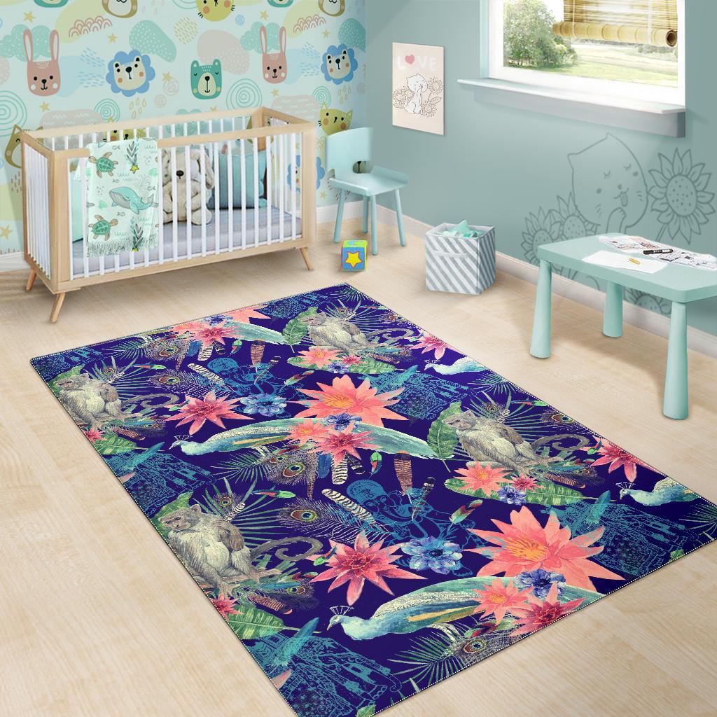 Tropical Monkey Print Pattern Floor Mat-grizzshop