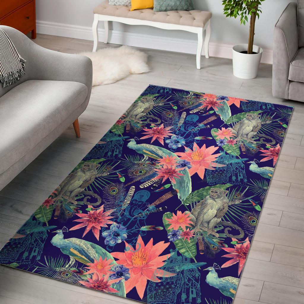 Tropical Monkey Print Pattern Floor Mat-grizzshop