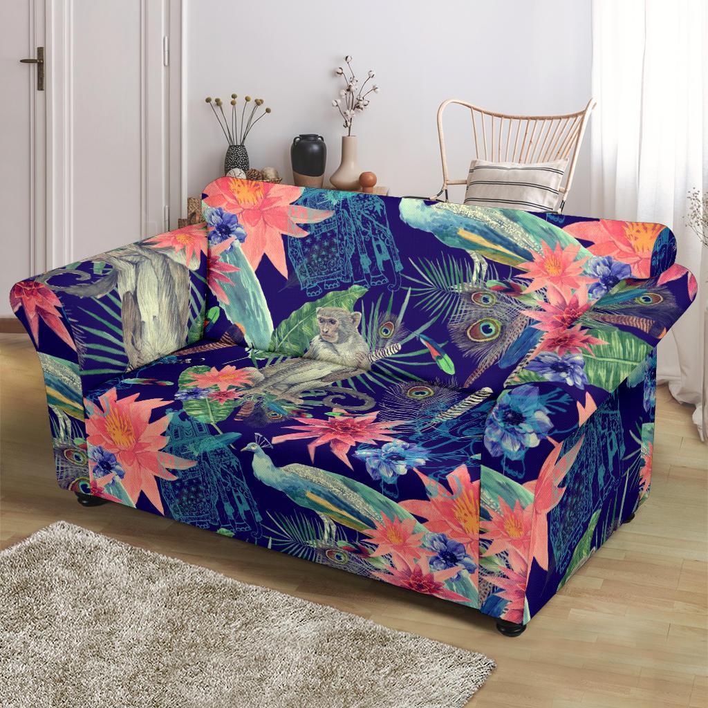 Tropical Monkey Print Pattern Loveseat Cover-grizzshop