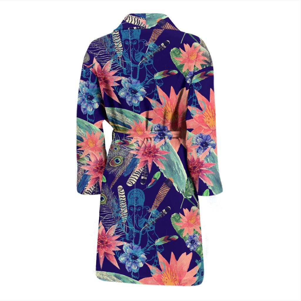 Tropical Monkey Print Pattern Men Long Robe-grizzshop