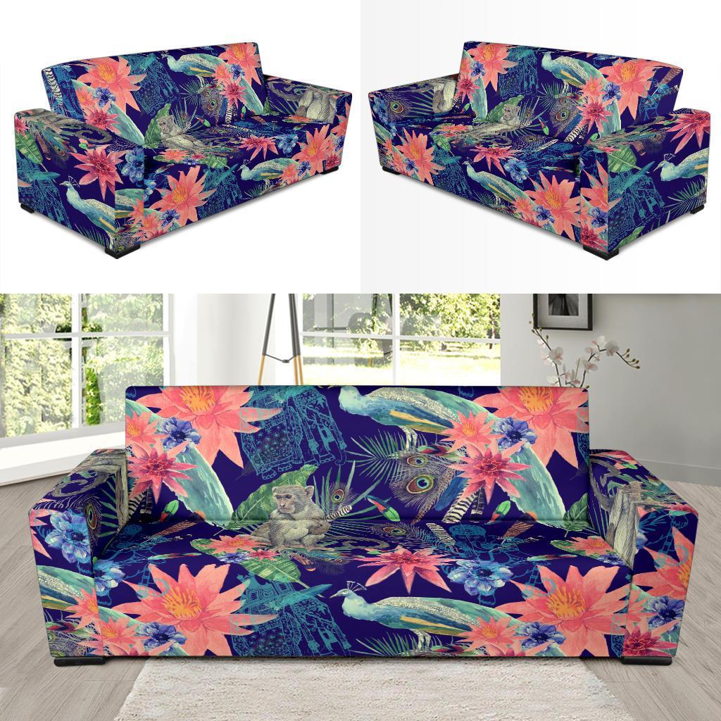 Tropical Monkey Print Pattern Sofa Covers-grizzshop