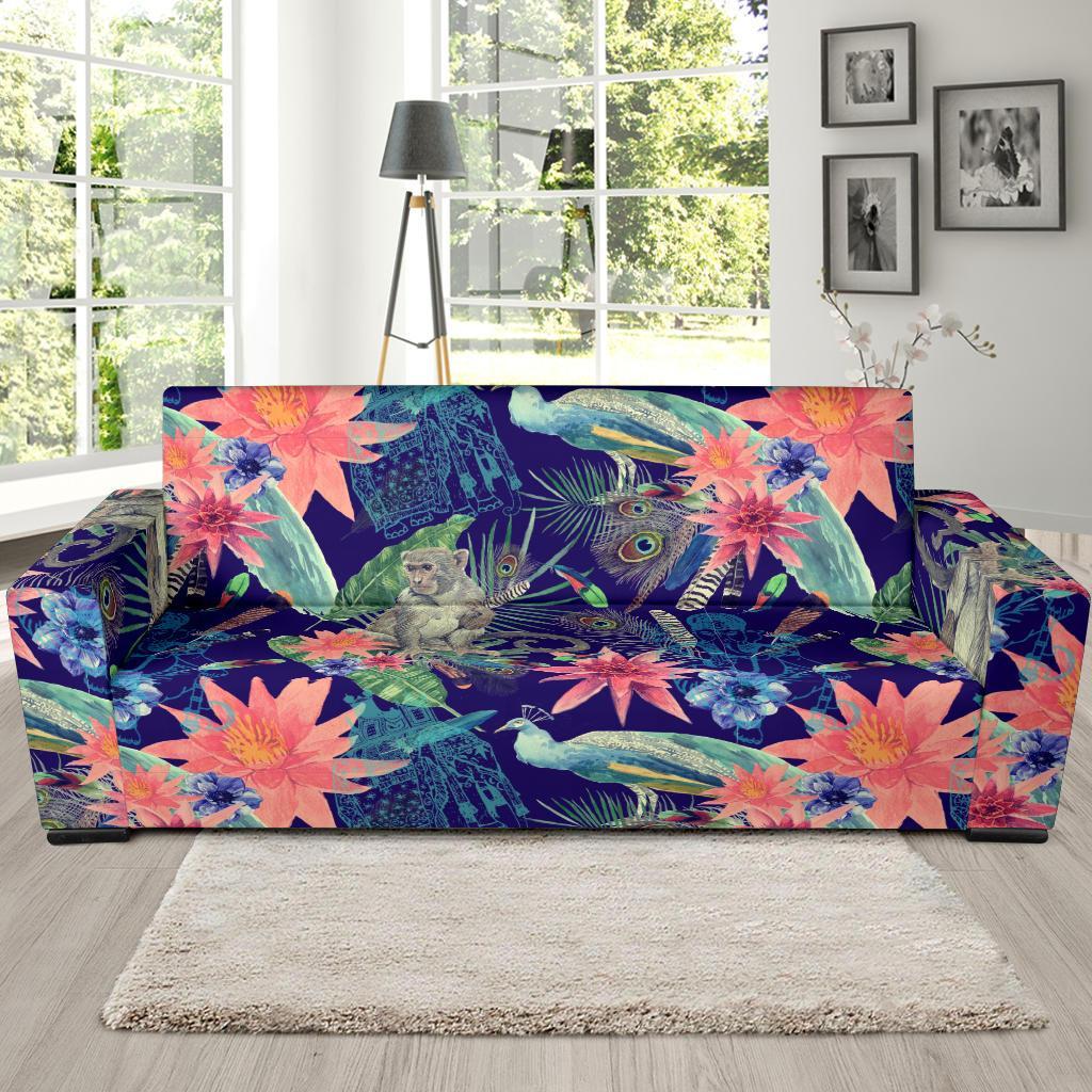 Tropical Monkey Print Pattern Sofa Covers-grizzshop