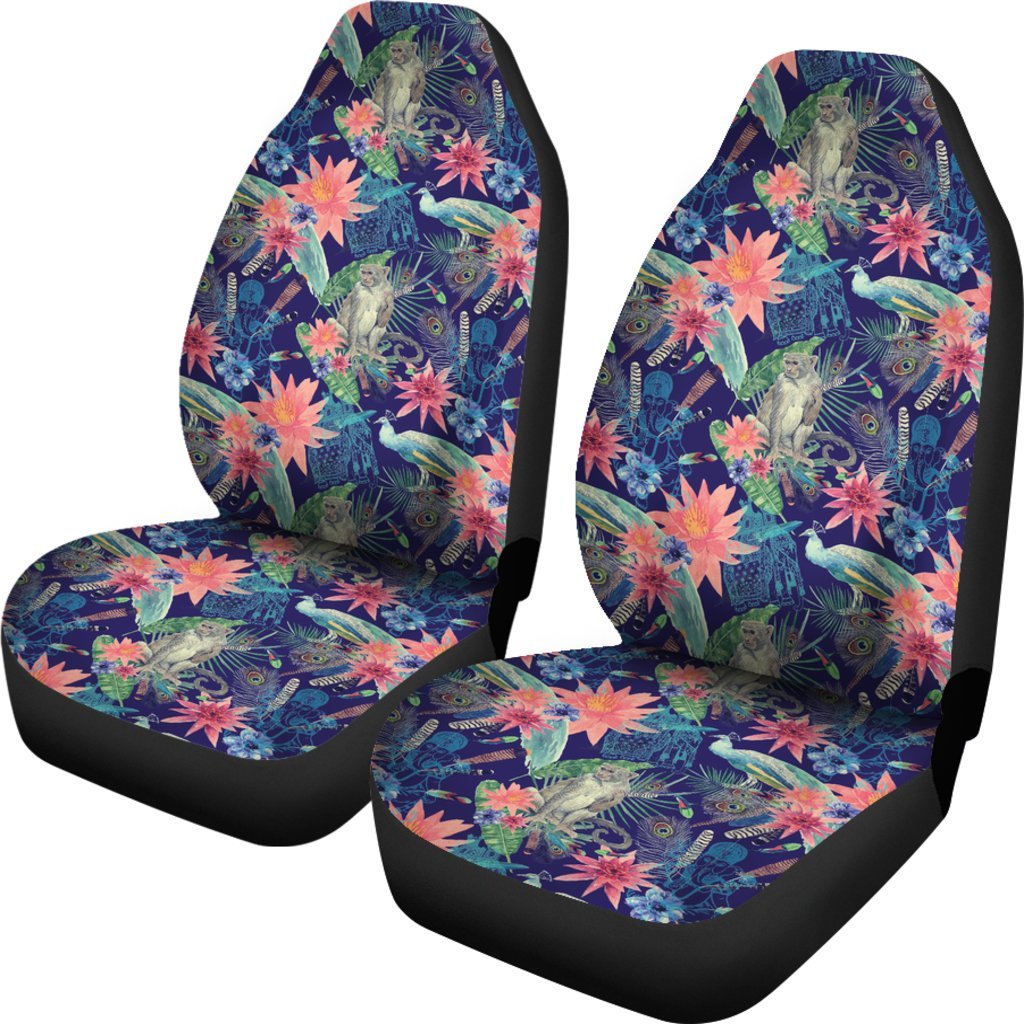 Tropical Monkey Print Pattern Universal Fit Car Seat Cover-grizzshop