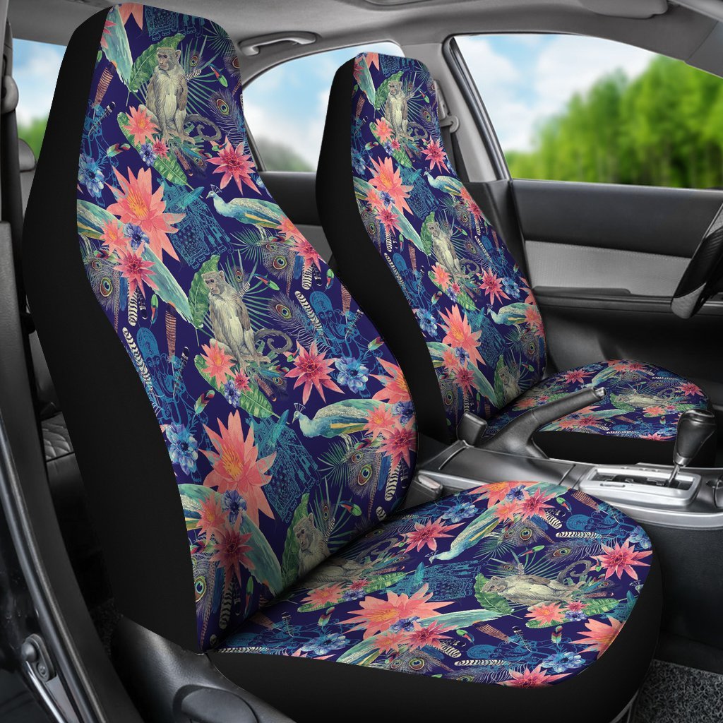 Tropical Monkey Print Pattern Universal Fit Car Seat Cover-grizzshop