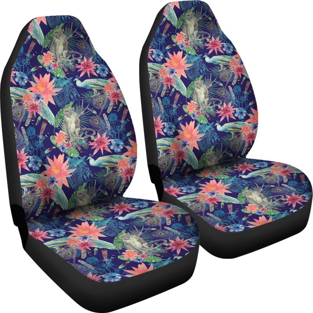 Tropical Monkey Print Pattern Universal Fit Car Seat Cover-grizzshop