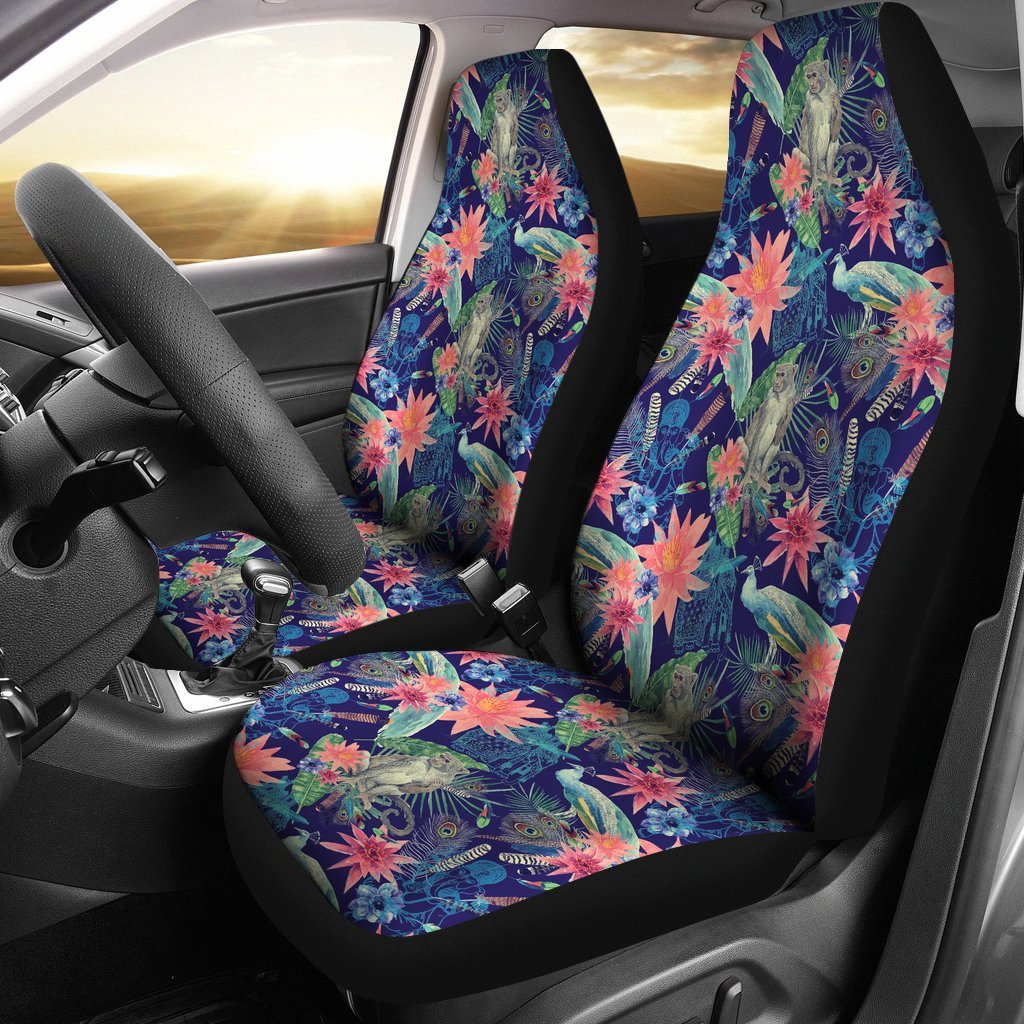 Tropical Monkey Print Pattern Universal Fit Car Seat Cover-grizzshop