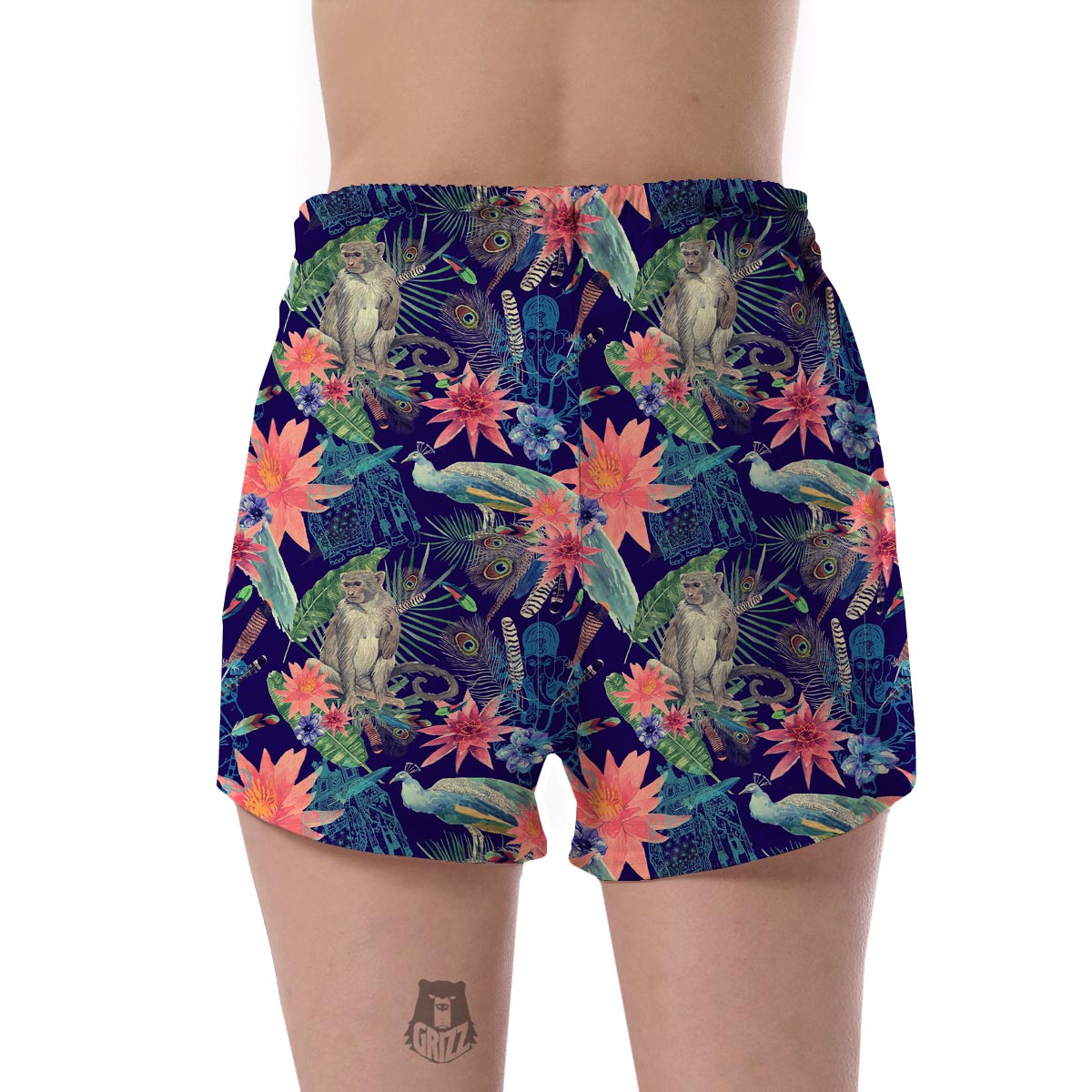 Tropical Monkey Print Pattern Women's Shorts-grizzshop