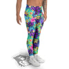 Tropical Neon Hibiscus Print Pattern Men's Leggings-grizzshop