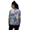 Tropical Neon Hibiscus Print Pattern Women's Bomber Jacket-grizzshop