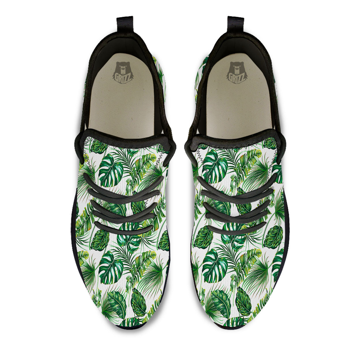 Tropical Palm Hawaiian Print Pattern Black Athletic Shoes-grizzshop