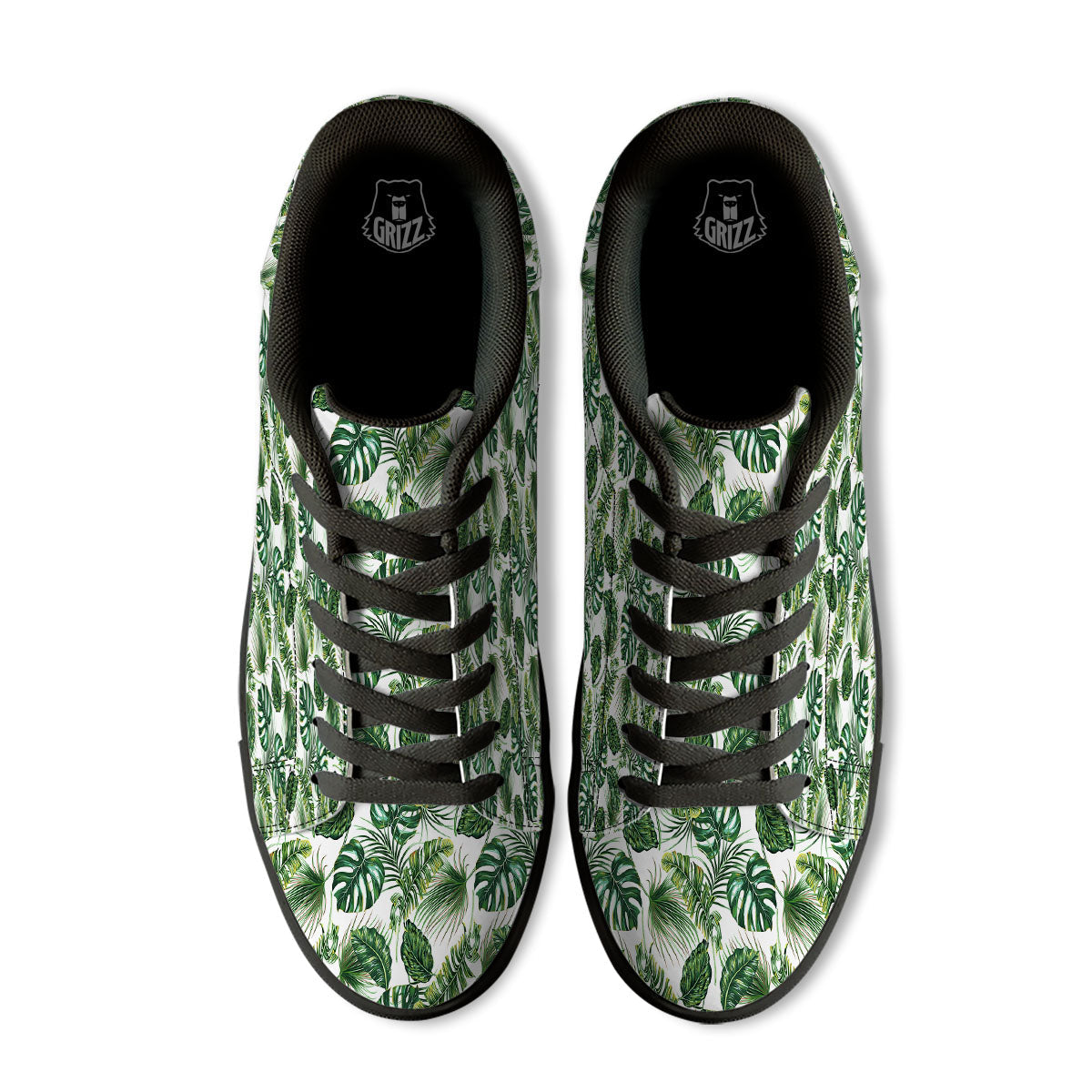 Tropical Palm Hawaiian Print Pattern Black Low Top Sneakers-grizzshop