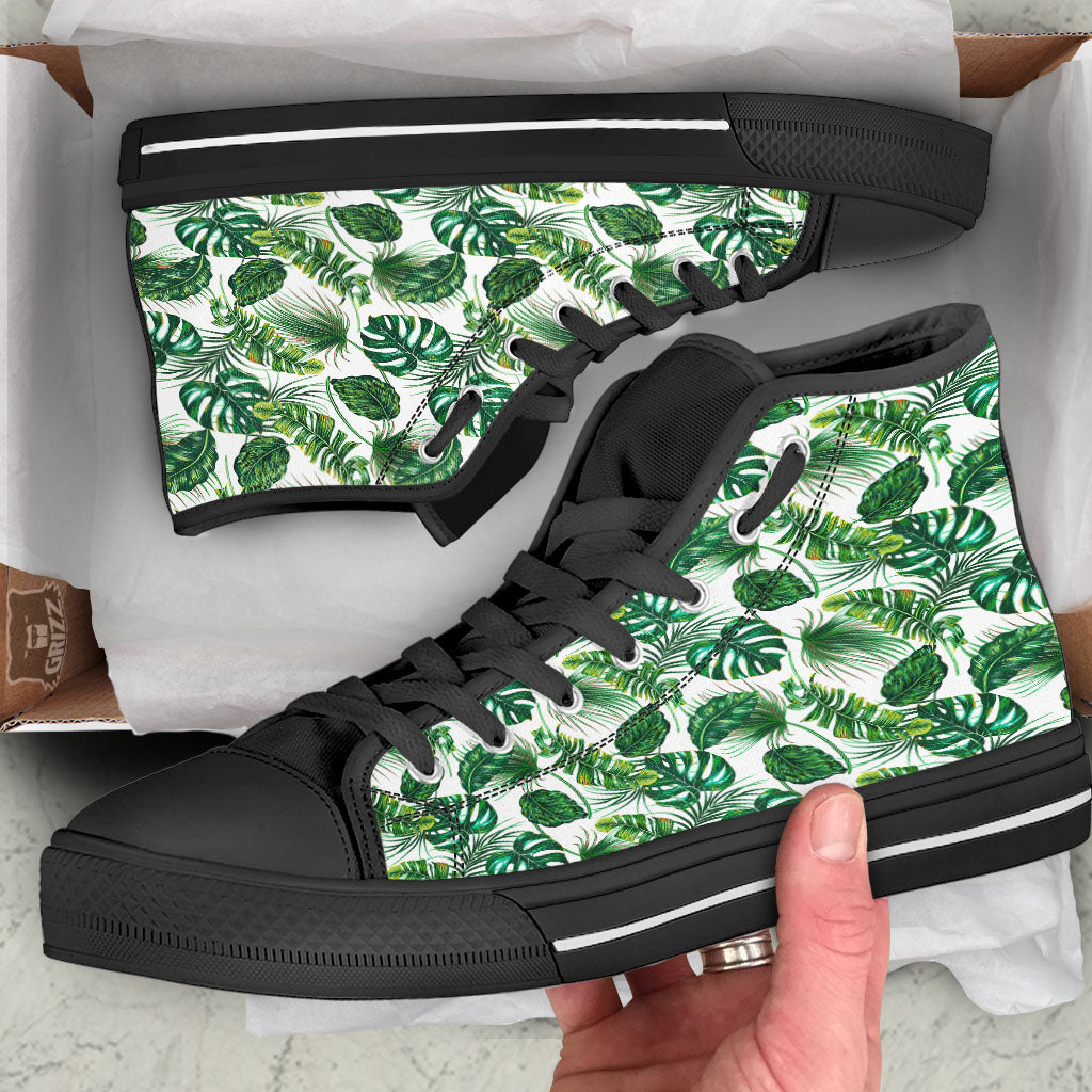 Tropical Palm Hawaiian Print Pattern High Top Shoes-grizzshop