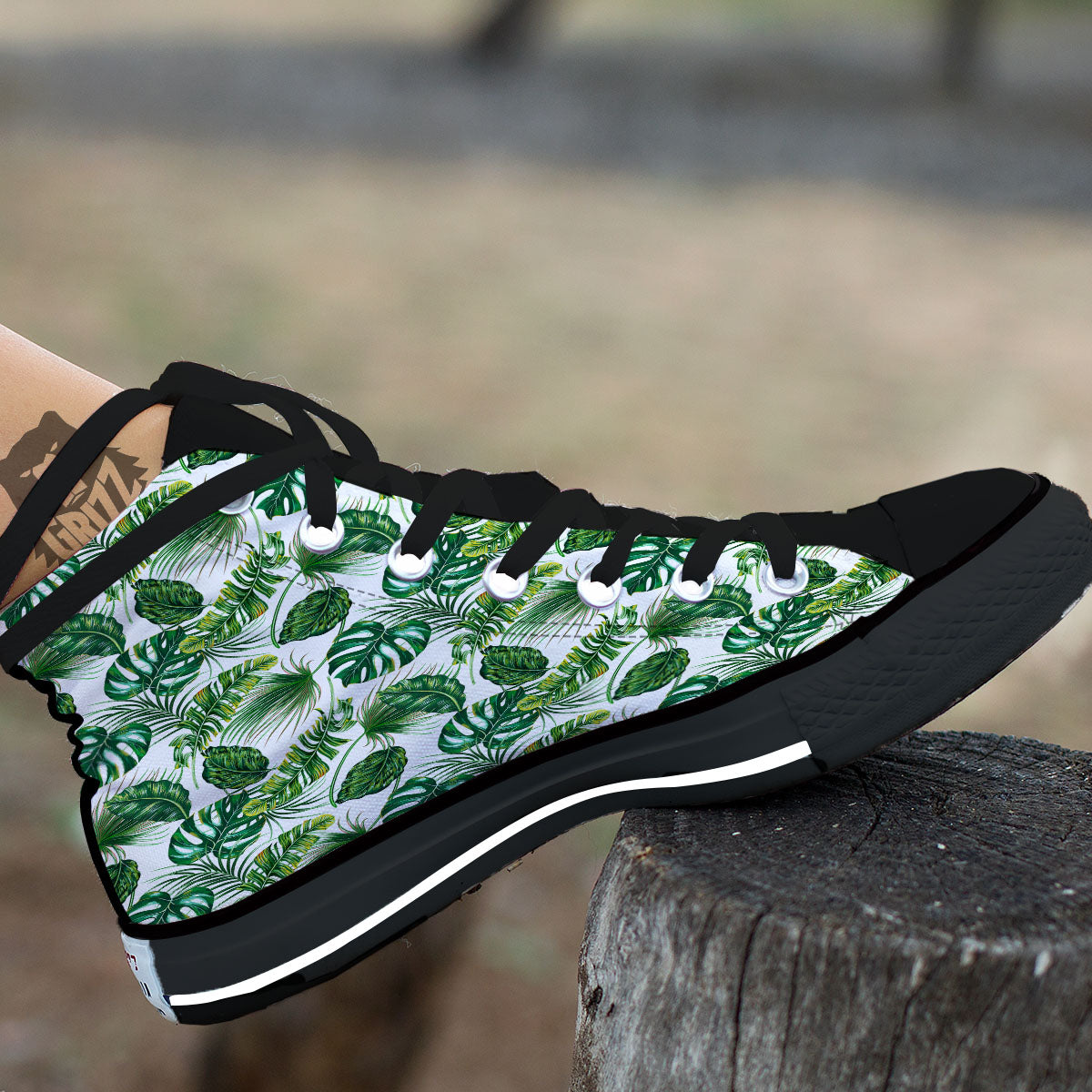 Tropical Palm Hawaiian Print Pattern High Top Shoes-grizzshop