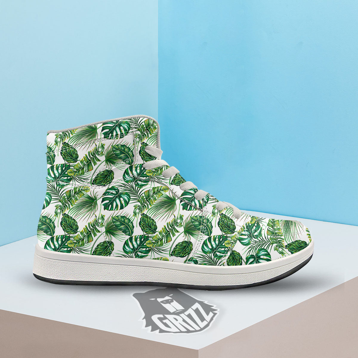 Tropical Palm Hawaiian Print Pattern High Top Sneakers-grizzshop