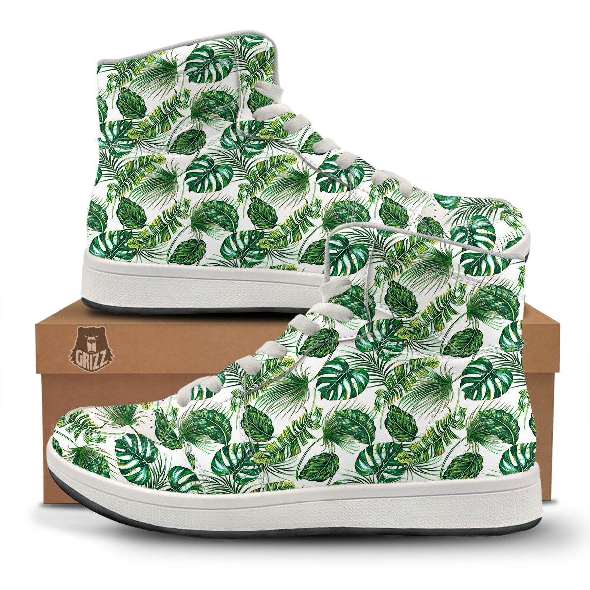 Tropical Palm Hawaiian Print Pattern High Top Sneakers-grizzshop