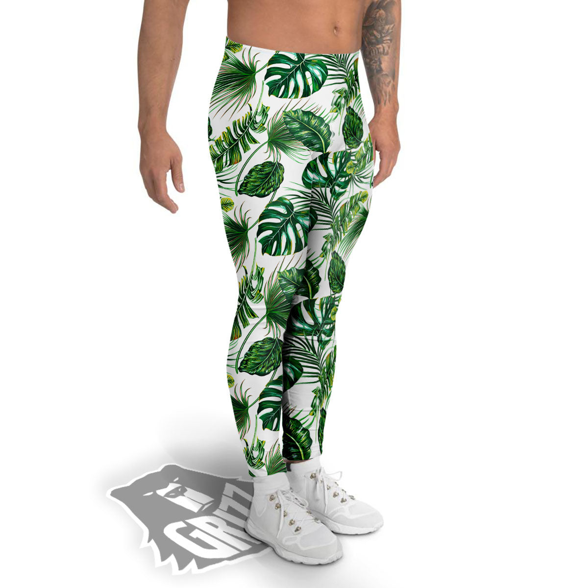 Tropical Palm Hawaiian Print Pattern Men's Leggings-grizzshop