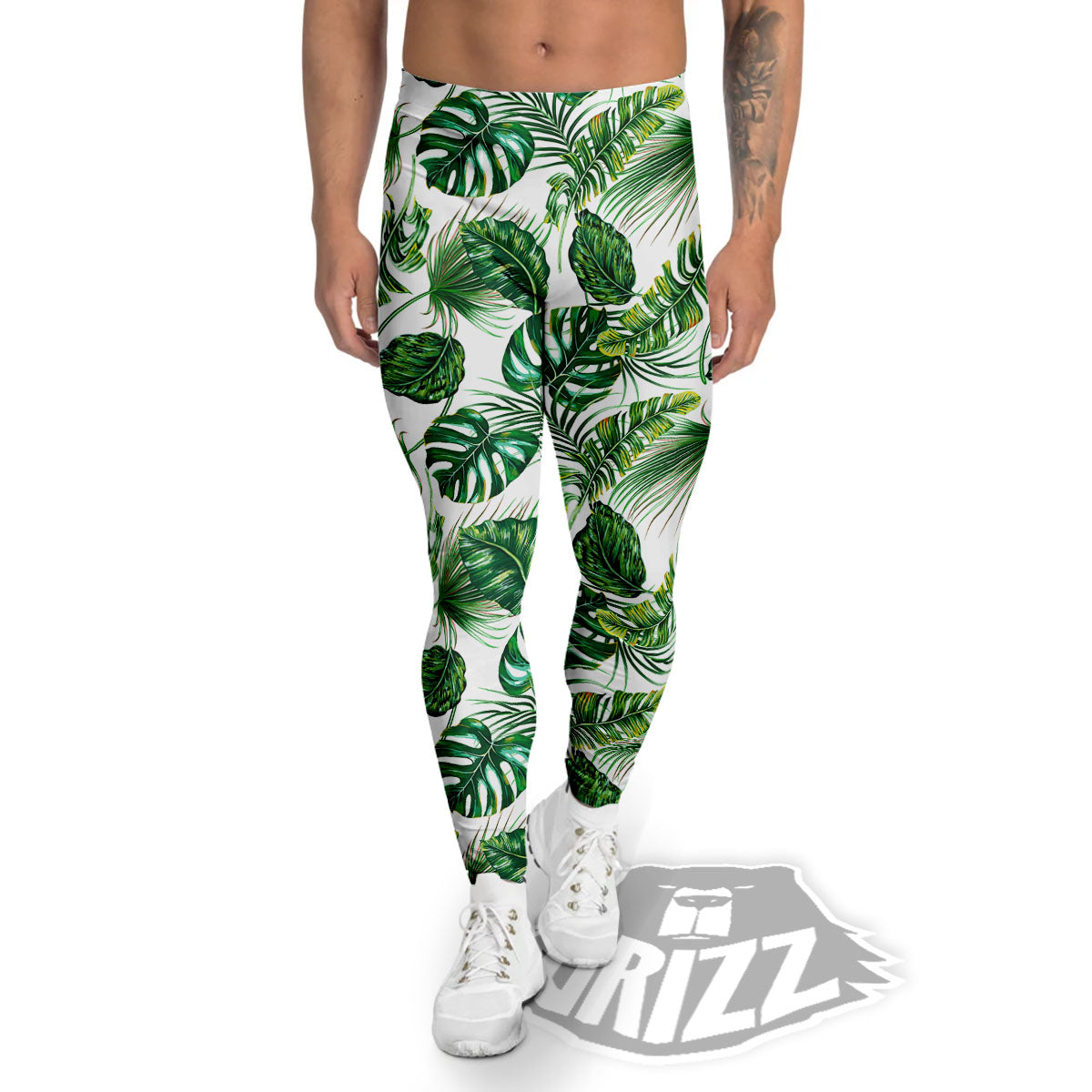 Tropical Palm Hawaiian Print Pattern Men's Leggings-grizzshop