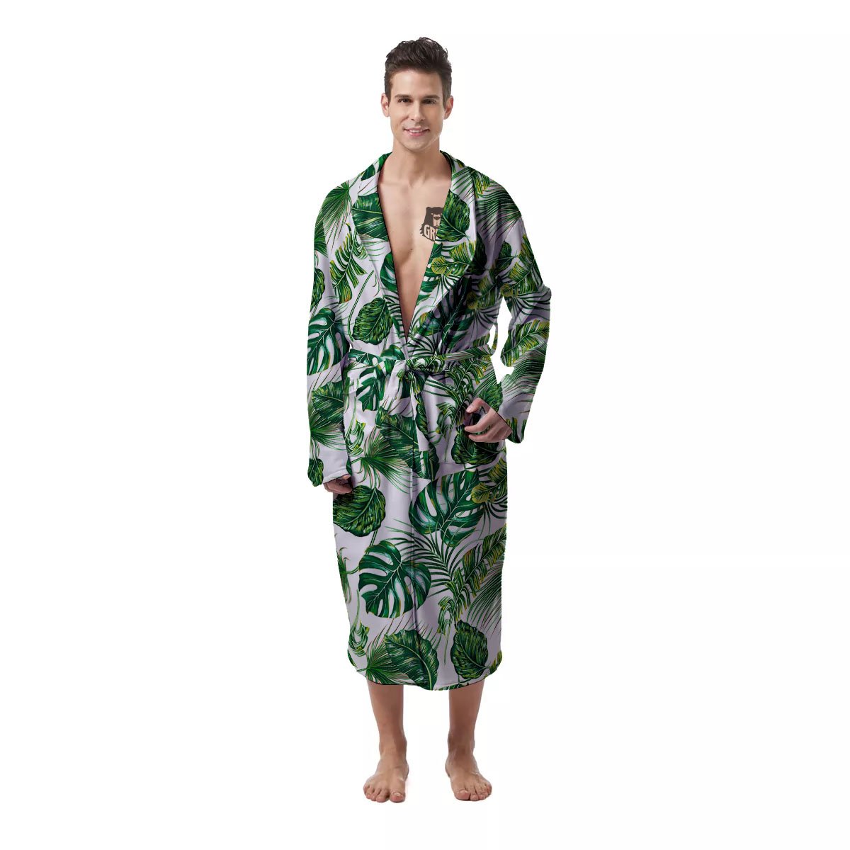 Tropical Palm Hawaiian Print Pattern Men's Robe-grizzshop