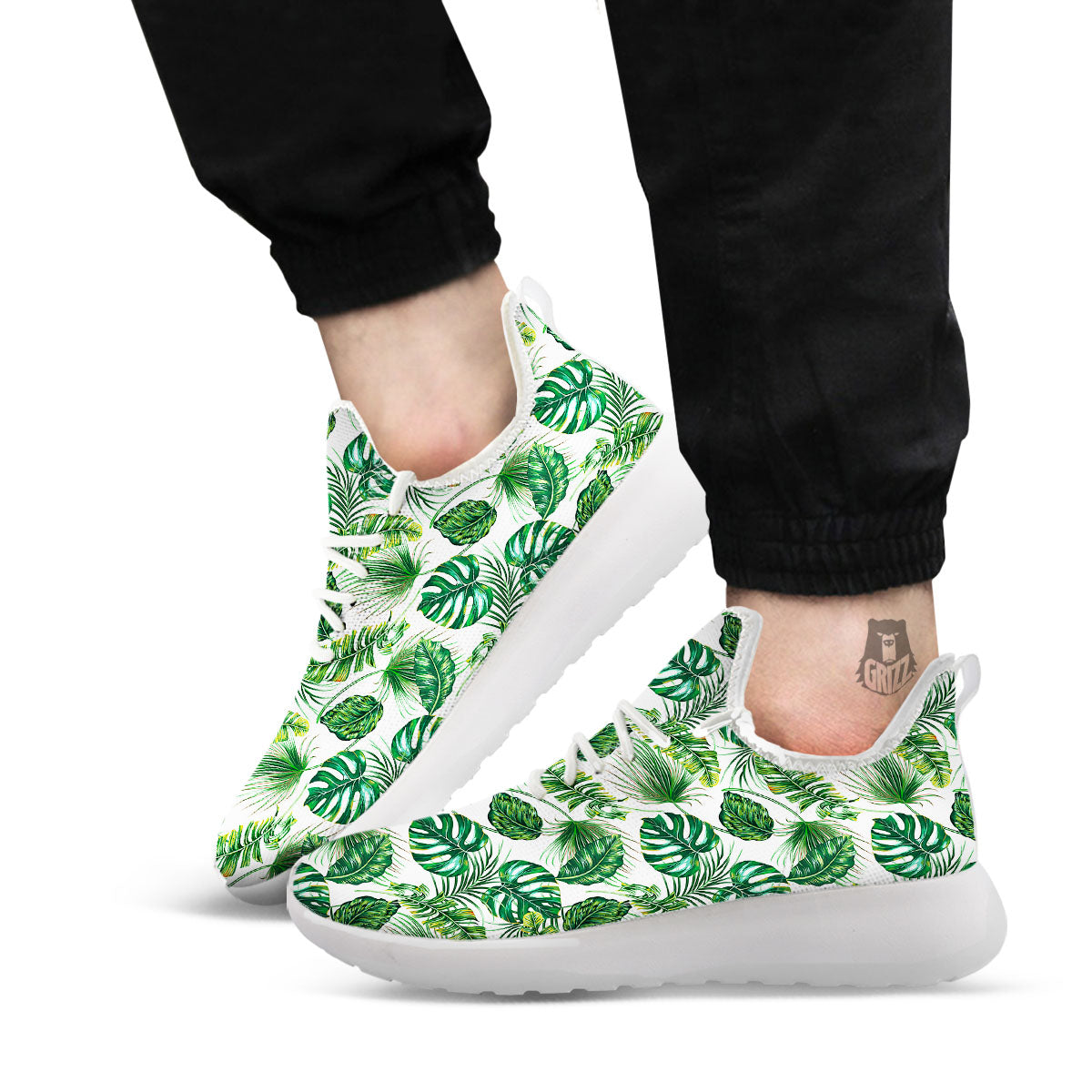 Tropical Palm Hawaiian Print Pattern White Athletic Shoes-grizzshop
