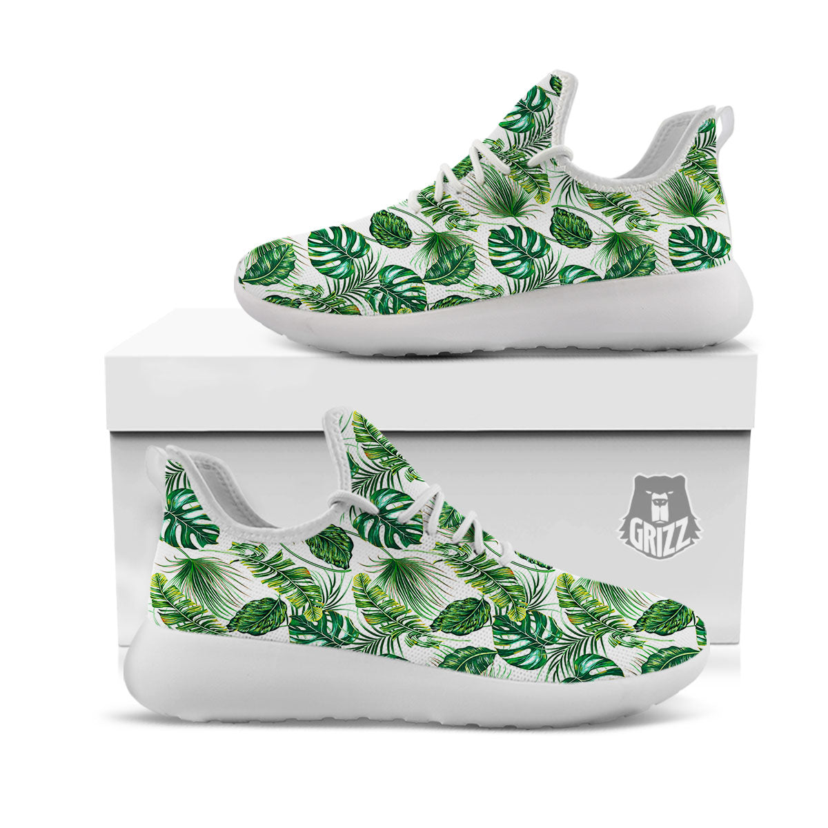 Tropical Palm Hawaiian Print Pattern White Athletic Shoes-grizzshop