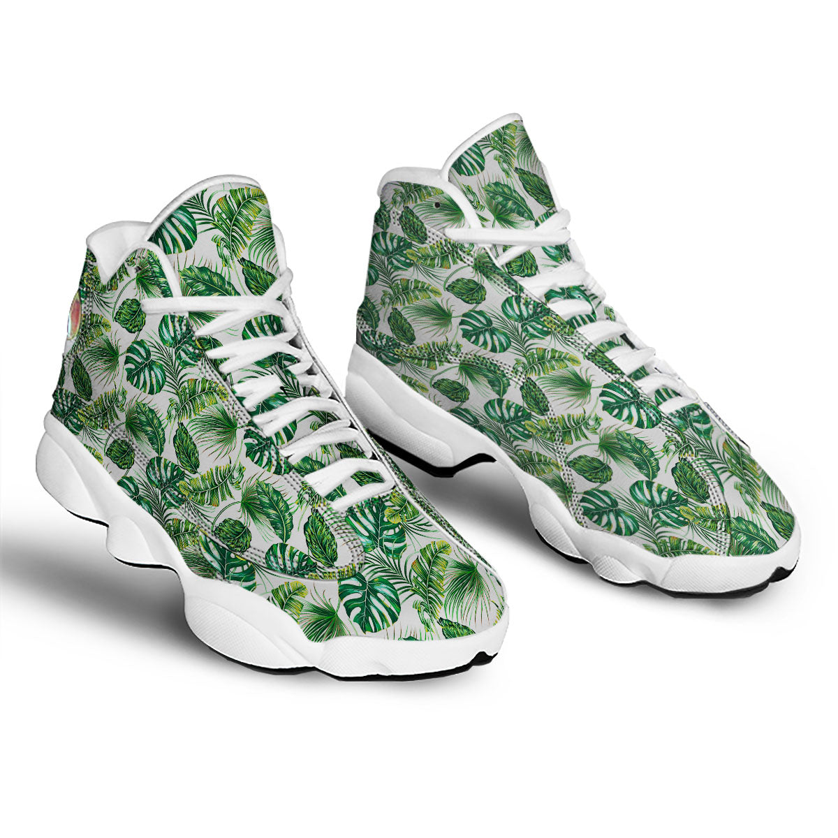 Tropical Palm Hawaiian Print Pattern White Basketball Shoes-grizzshop